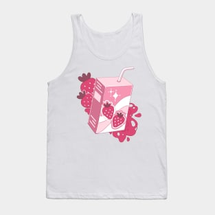 The cute pink strawberry milk in carton with some berries Tank Top